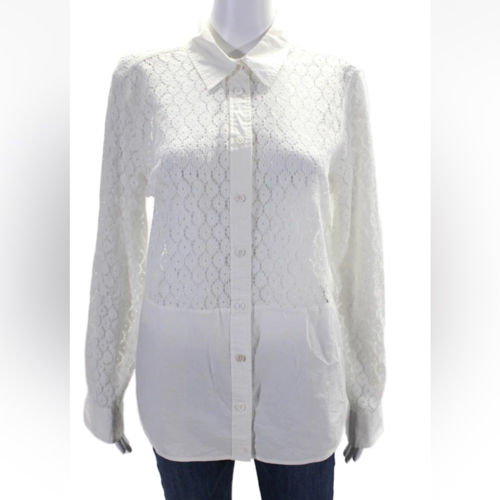 Equipment White Long Sleeve Button Down Shirt Sz M